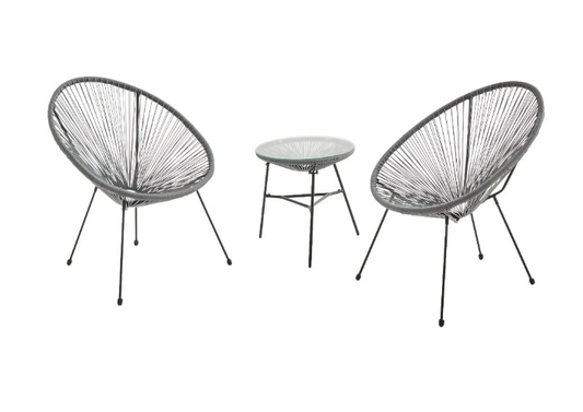 2 Egg designer chairs with side table - Acapulco Grey