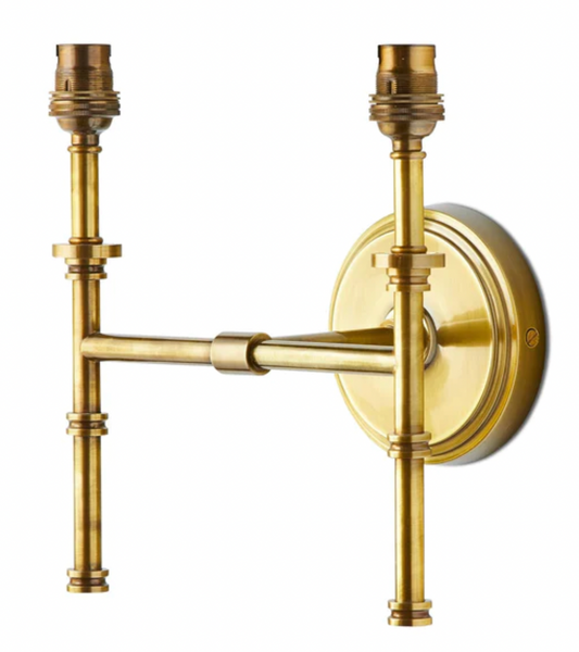 Double chukka wall fitting in Antiqued Brass