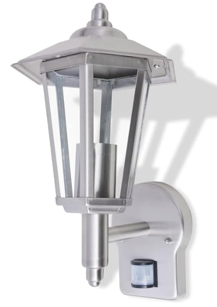 Outdoor Uplight Wall Lantern with Sensor Stainless Steel Security Light