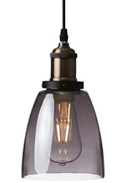 Ledmasters Smoke Grey Glass Pendant Light Vintage Retro Industrial Ceiling