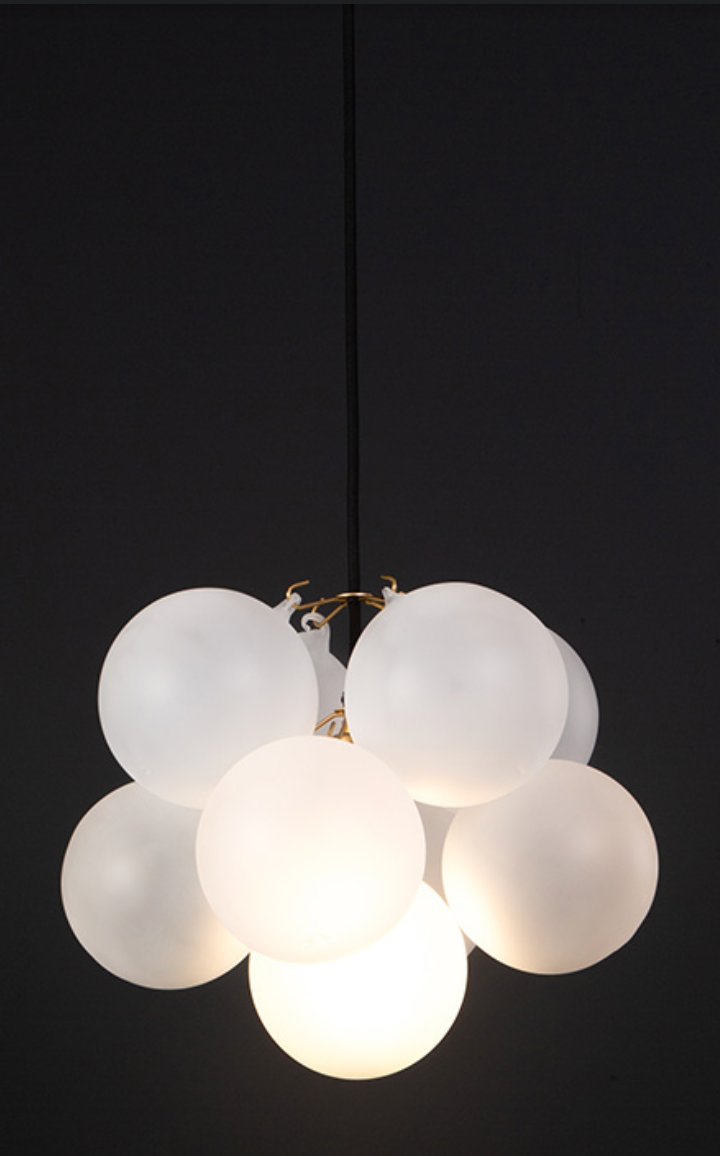 Small frosted bubble chandelier - Black & Gold 8 Baubles