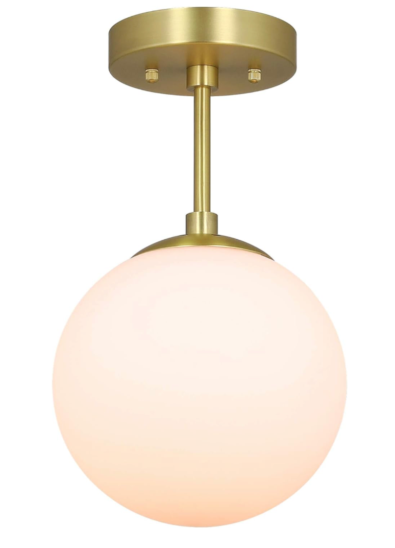 XiNBEi Lighting 1 Light Semi Flush Mount, Satin Brass