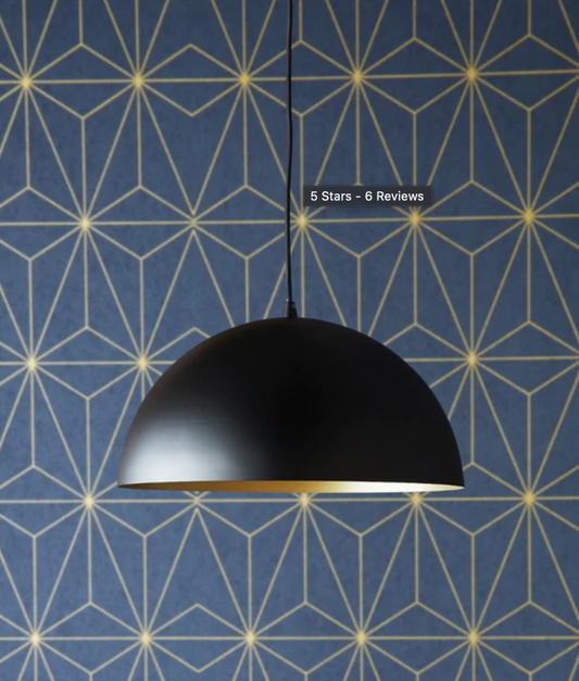 Regular Goodhew Pendant in black with a gold interior - 40cms diameter