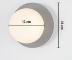 Painted Grey opal disk Wall light, 12x16cm