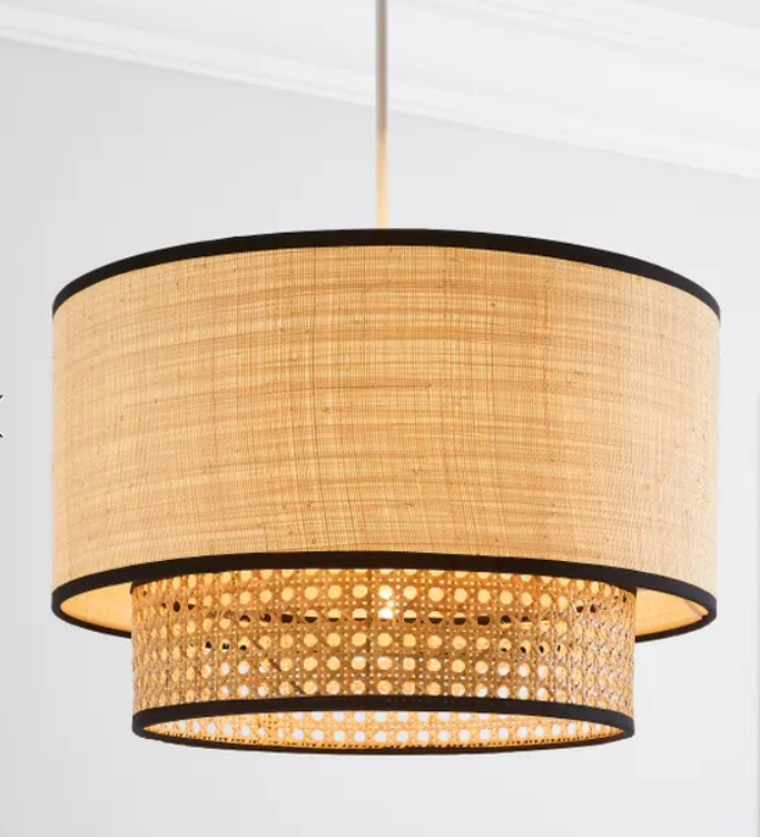 Malika Cane 2 Tier Easy Fit Pendant, 25x40cm
