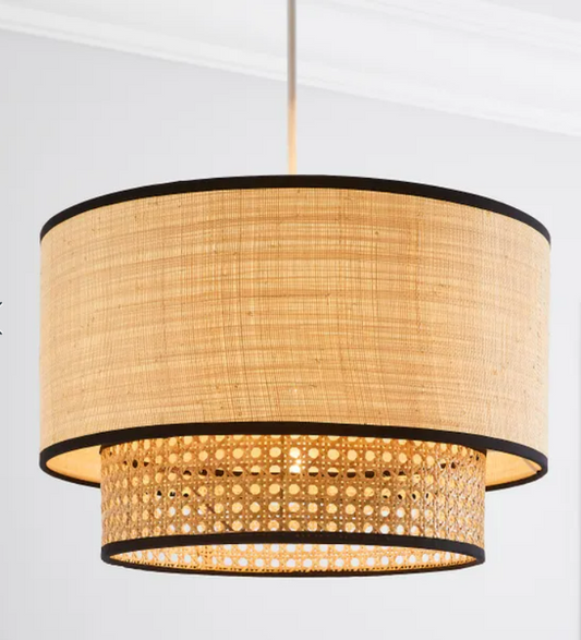 Malika Cane 2 Tier Easy Fit Pendant, 25x40cm