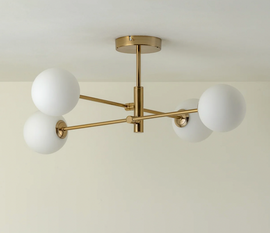 Chelso - 4 light brass and opal flush