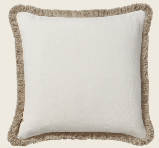 Cushion Cover With Fringing - Off-White