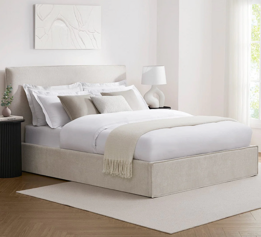 Oslo Ottoman Storage Bed - Ivory, King Size, 220x161x118.5cm