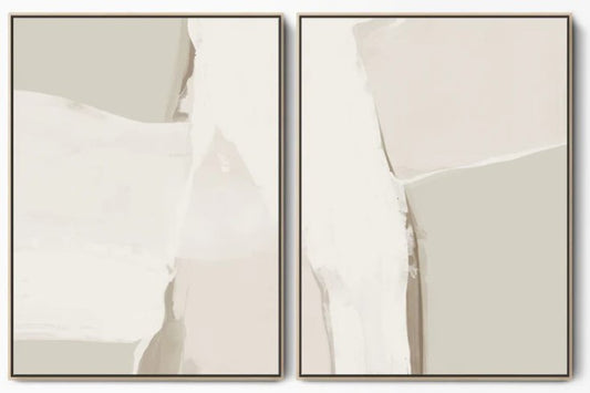 Force Of Nature Framed Abstract Canvas Set - Large / Natural
