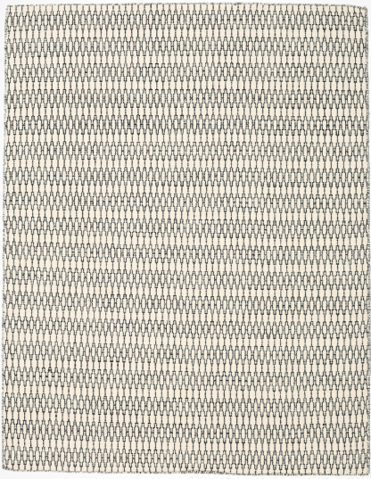 Kilim Long Stitch - Cream White / Black Wool Rug 190 x 240 cm