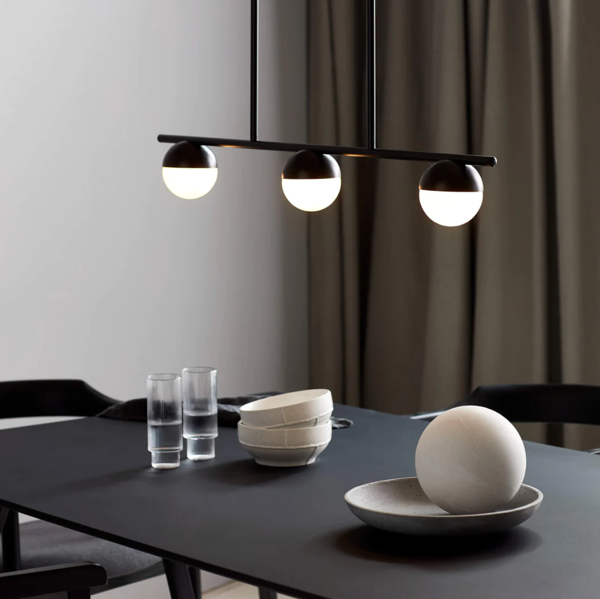 Contina 3-Light Island Pendant Light - BLACK