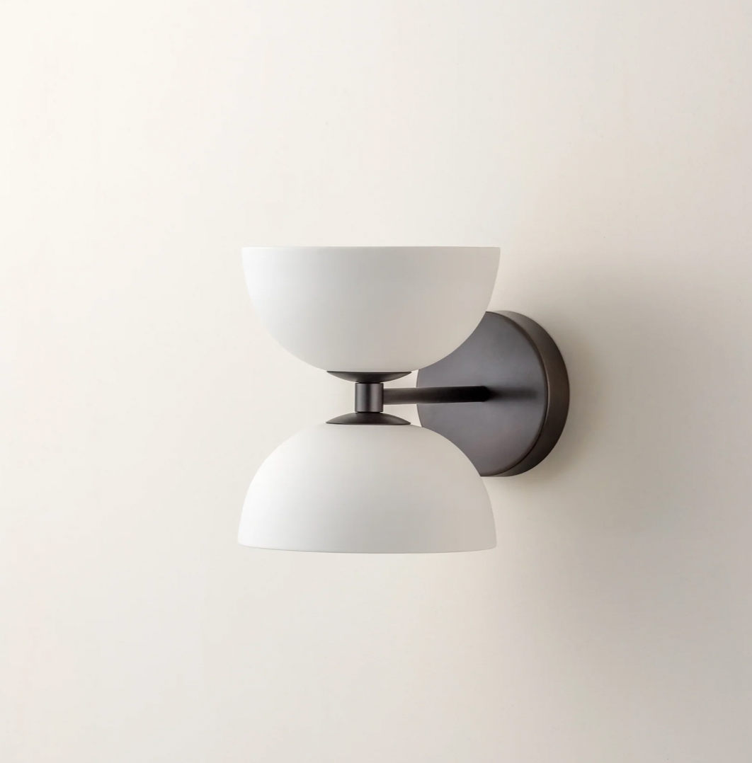 Ruzo - 2 light bronze and porcelain wall light