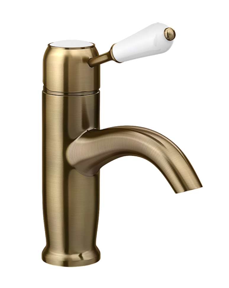 Lancaster Traditional Antique Brass Single Lever Mono Basin Mixer Tap