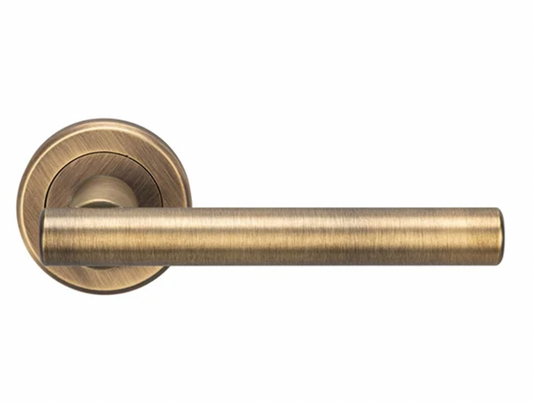Revive Lago Round Lever Door Handles - Antique Brass - RVL2AB