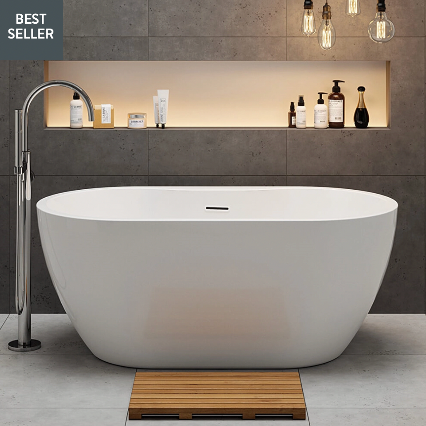 Carys Acrylic White Freestanding Bath - 1415 x 745mm