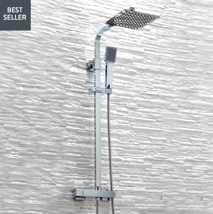 Andrew Exposed Dual Outlet Rigid Riser Thermostatic Shower Set