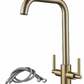 Luckyhome Kitchen Mixer Taps,Monobloc Dual Lever Chrome Brass Kitchen Sink Tap Faucet（Gold