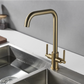 Luckyhome Kitchen Mixer Taps,Monobloc Dual Lever Chrome Brass Kitchen Sink Tap Faucet（Gold