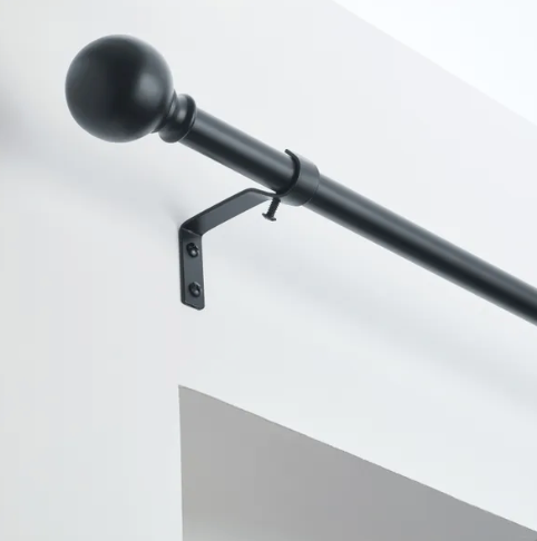 Ashton Metal Extendable Curtain Pole- Matt Black, Length  210-360cm, Dia 16/19mm