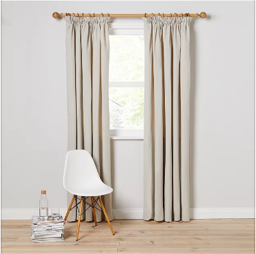 John Lewis ANYDAY Arlo Pair Lined Pencil Pleat Curtains, Putty, W228 x Drop 228cm