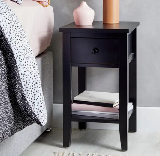 Lynton 1 Drawer Small Bedside Table, 55x32x35cm