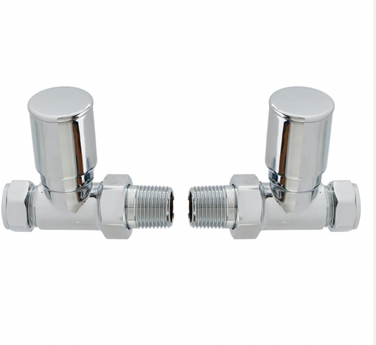 Brenton Chrome Round Straight Radiator Valves - Chrome