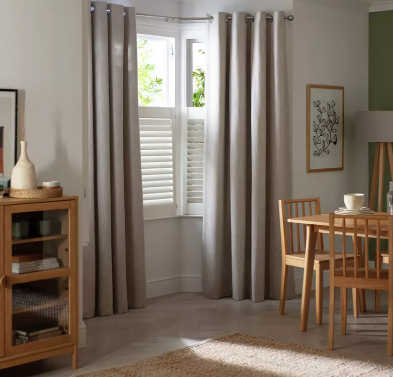 Habitat Linen Look Blackout Eyelet Curtain-Oatmeal-168x229cm