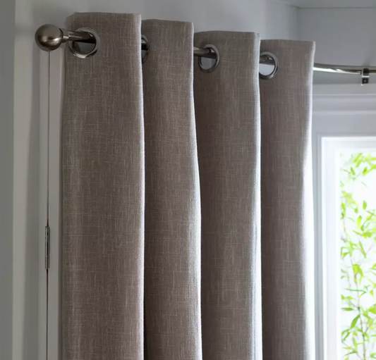 Habitat Linen Look Blackout Eyelet Curtain-Oatmeal-168x229cm