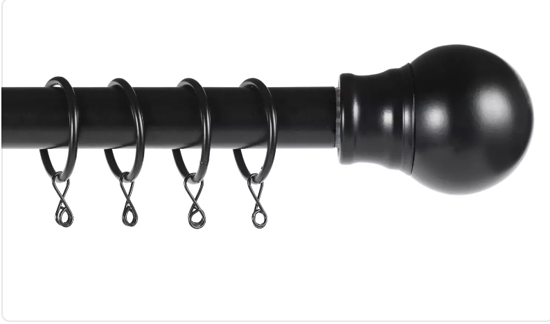 Argos Home Ext Metal Classic Ball Curtain Pole - Black