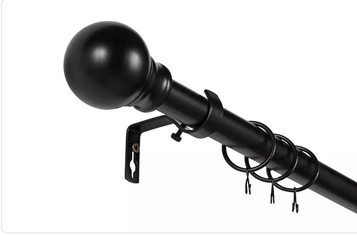 Argos Home Ext Metal Classic Ball Curtain Pole - Black
