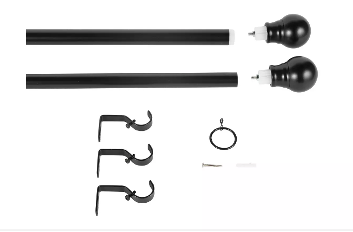Argos Home Ext Metal Classic Ball Curtain Pole - Black