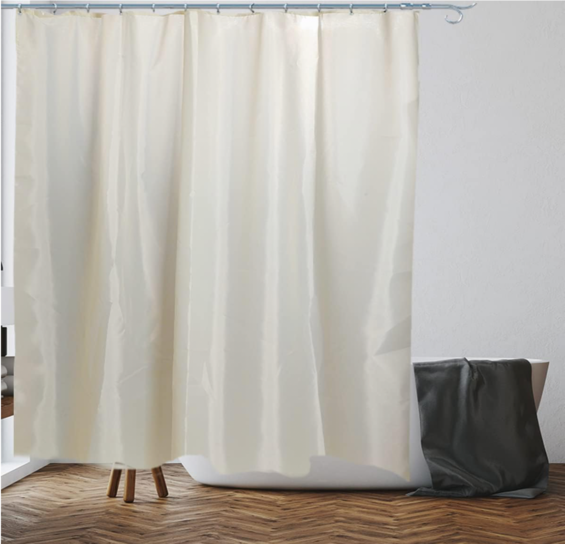 VIROSA Cream Shower Curtain Anti Mould, Mildew Resistant | Size 180x180 cm (71 x 71 Inch) | Water Repellent Fabric | 100% Polyester
