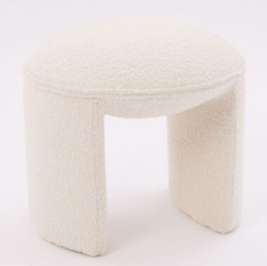 Cream Boucle Footstool 40x45cm