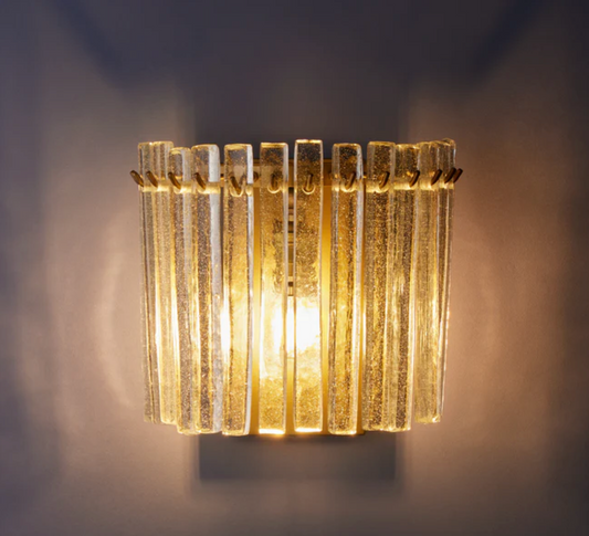 Starsky wall light with clear recycled blown glass strips, 22x24x12cm