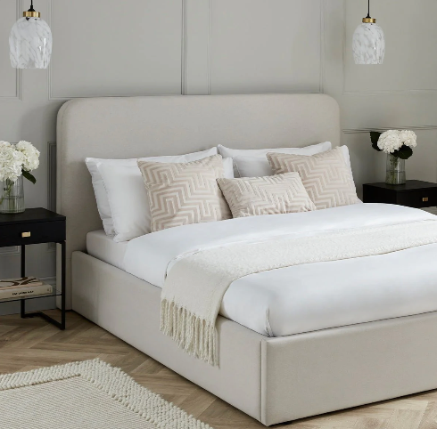 Ascot Ottoman Storage Bed - Natural, King, 220x171x112cm