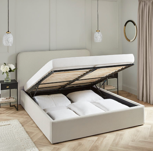 Ascot Ottoman Storage Bed - Natural, Double