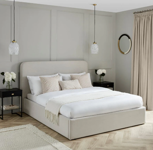 Ascot Ottoman Storage Bed - Natural, King, 220x171x112cm