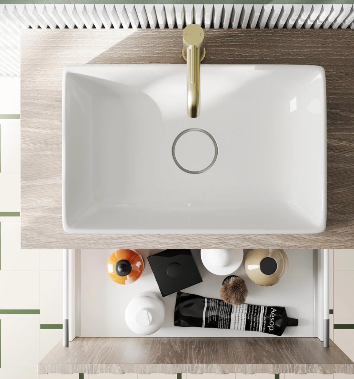 Billy 600mm Wall Hung Vanity Unit with Fluted Drawer Front & Countertop