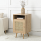 Frances Woven Rattan 1-Door Bedside Table in Natural, 40x39x69cm