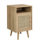 Frances Woven Rattan 1-Door Bedside Table in Natural, 40x39x69cm