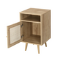 Frances Woven Rattan 1-Door Bedside Table in Natural, 40x39x69cm
