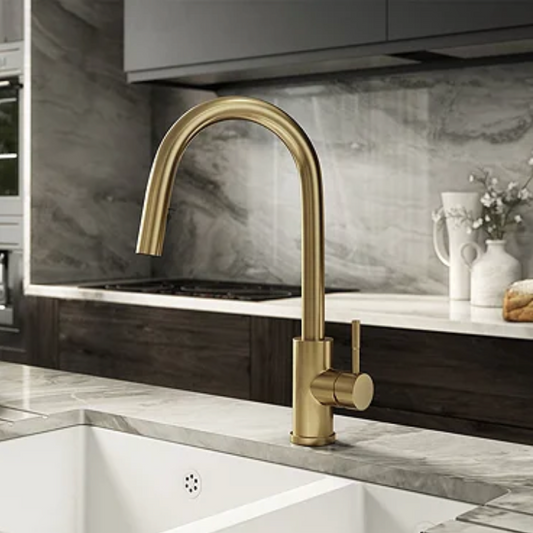 Venice Brushed Brass Kitchen Sink Mixer with Concealed Pull Out Hose and Spray Head