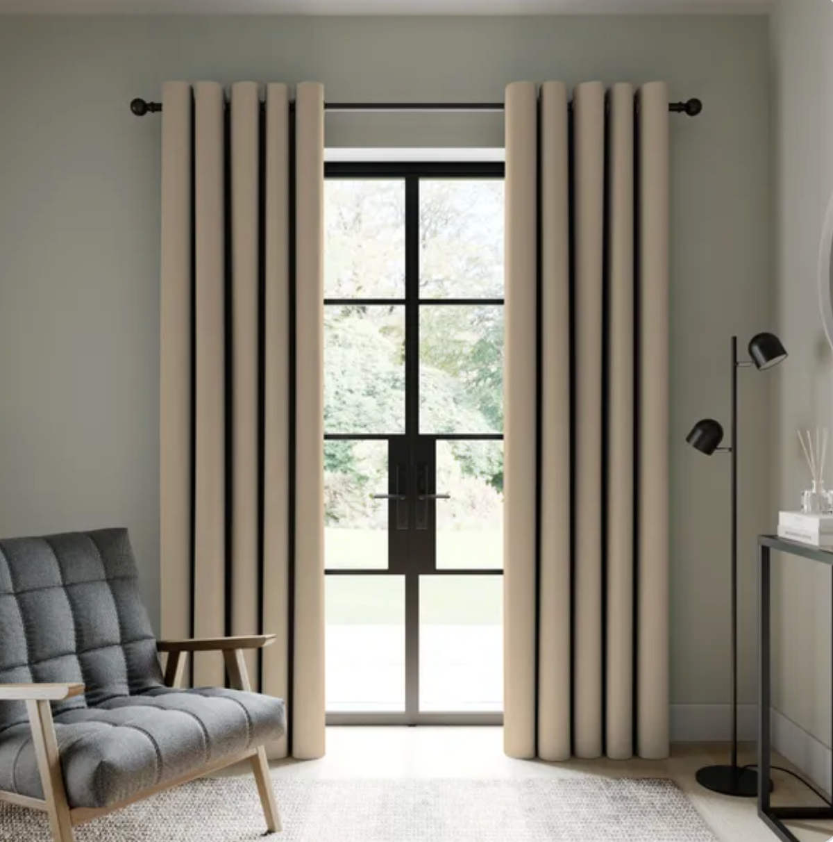 Berlin Blackout Eyelet Curtains - Width 228cm x Drop 228cm