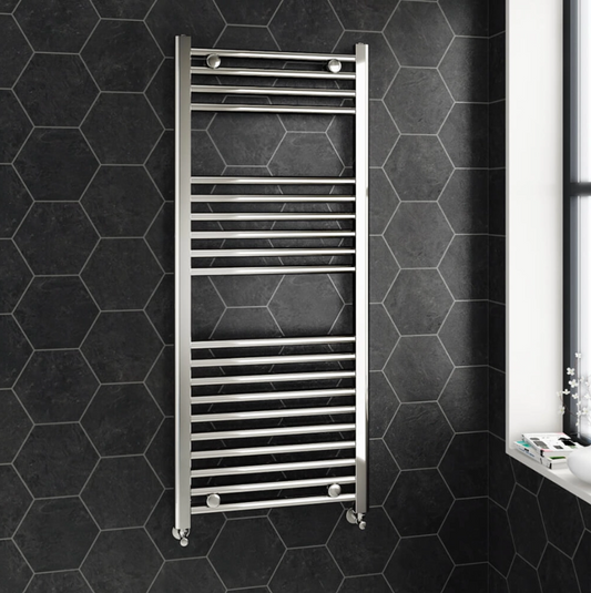 Brenton Chrome Straight Heated Towel 22mm Rail Radiator - H1200 x W500mm