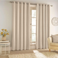 Enhanced Living Savoy Cream Velvet Chenille 100% Blackout Thermal Eyelet Curtains - 90 x 108 inch (229 x 274cm) for Living Room/Bedroom