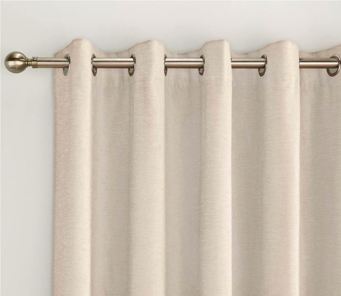 Enhanced Living Savoy Cream Velvet Chenille 100% Blackout Thermal Eyelet Curtains - 90 x 108 inch (229 x 274cm) for Living Room/Bedroom