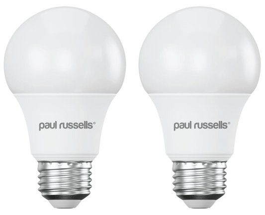 paul russells LED GLS - Dimmable Edison Screw Light Bulbs, 8.5W 806Lumens E27 A60 LED Bulbs, 60w Equivalent LED, 2700K Warm White, Dimmer Standard ES Energy Saving Ceiling Light, Pack of 2
