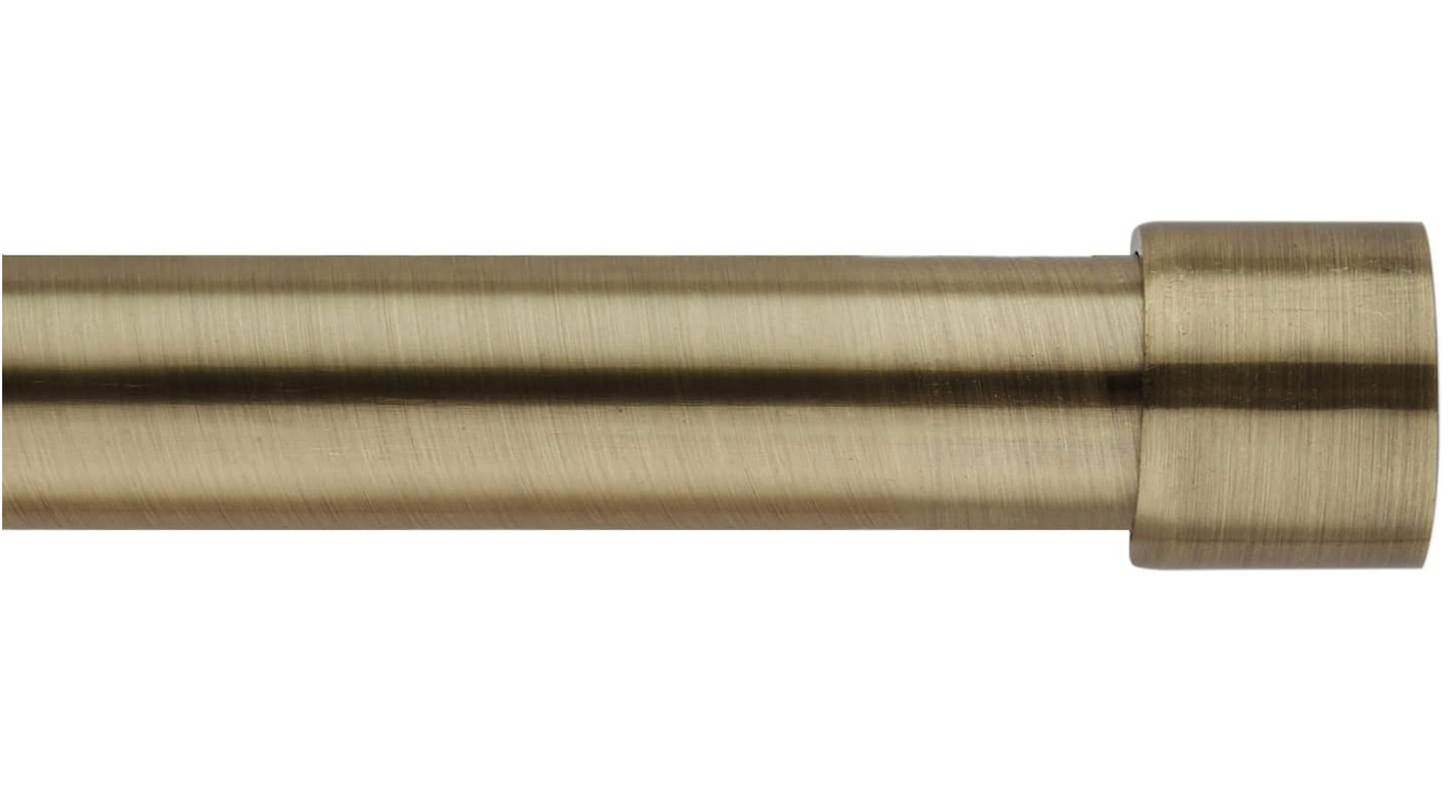 Decorative Extendable Curtain Pole for Eyelet Curtains End Cap Designed Finials. 16/19mm Metal Adjustable Curtain Rod Set. 120-210cm Antique Brass
