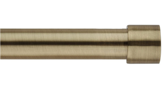 Decorative Extendable Curtain Pole for Eyelet Curtains End Cap Designed Finials. 16/19mm Metal Adjustable Curtain Rod Set. 120-210cm Antique Brass